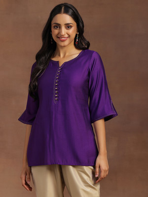 LIBAS Women Printed A-line Kurta(Purple)