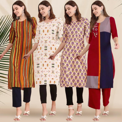 EthnicBasket Women Printed Straight Kurta(Multicolor)
