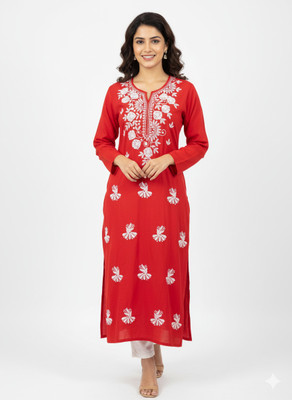Warda boutique Women Solid A-line Kurta(Red)