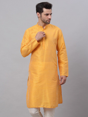 Jompers Men Solid Straight Kurta(Yellow)