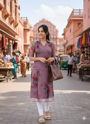 RAMDEVNOVELTYENTERPRISE Women Embroidered Straight Kurta(Multicolor)