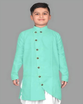 OMKAR EN TRENDS Boys Printed Straight Kurta(Light Green)