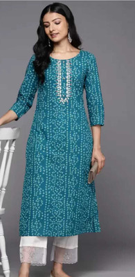 Laxmi Fab Tex Women Printed A-line Kurta(Green)