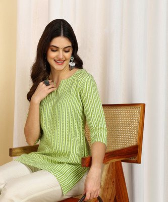 DSK STUDIO Women Printed Straight Kurta(Green)