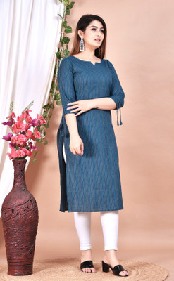 SOVINA Women Solid A-line Kurta(Blue)