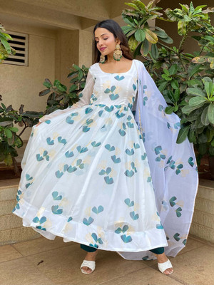 RK Creation Anarkali Gown(White)