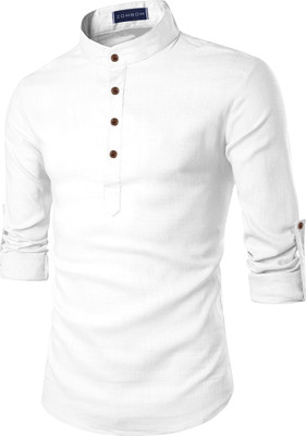 Fifth U Men Solid Flared Kurta(White)