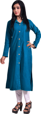 aruati Women Solid Straight Kurta(Blue)