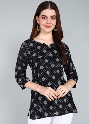 Tviksha Fashion Women Printed Straight Kurta(Black)