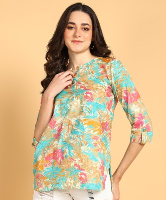 DEEPS FASHIONS Women Printed Straight Kurta(Light Blue)