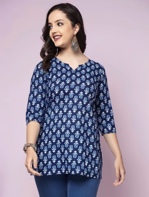 Kaveri creations Women Printed Straight Kurta(Blue)