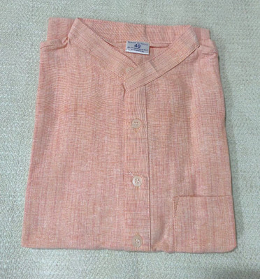 Keshar Men Woven Design Ethnic Dress Kurta(Pink, White)