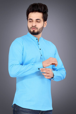 Nnc Men Solid Straight Kurta(Light Blue)