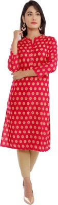 Prathmikta Women Printed Straight Kurta(Pink)