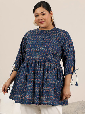 EXTRA LOVE BY LIBAS Women Printed A-line Kurta(Blue)