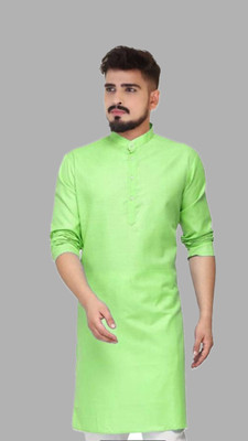 The Fashion Outlets Men Solid A-line Kurta(Green)