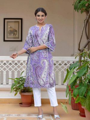 Anmi Printed Women Straight Kurta(Multicolor)