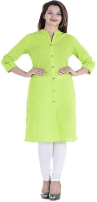 HouseOfCommon Women Printed Straight Kurta(Light Green)