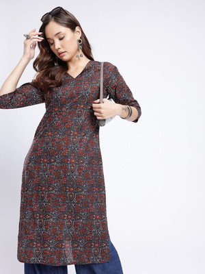 Anouk Rustic Women Printed A-line Kurta(Blue)
