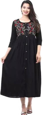 Sanwariya Creation Women Embroidered Anarkali Kurta(Black)