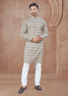 Svatantra Men Self Design Straight Kurta(Multicolor)