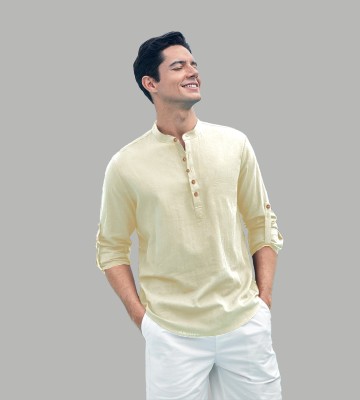 Vida Loca Men Solid Straight Kurta(Beige)