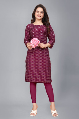 SHREE INFINITY EXPORT Women Floral Print A-line Kurta(Maroon)