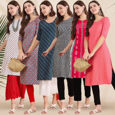 EthnicBasket Women Printed Straight Kurta(Multicolor)