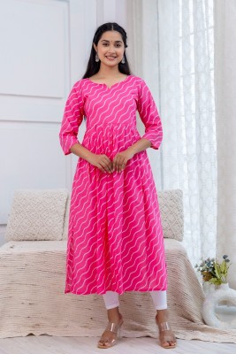 GULABI NAGRI Women Printed A-line Kurta(Pink)