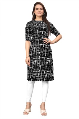 Tashvi Creation Women Printed Straight Kurta(Black)