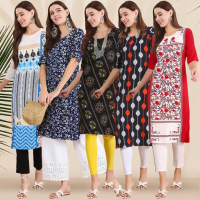 1 Stop Fashion Women Printed A-line Kurta(Multicolor)