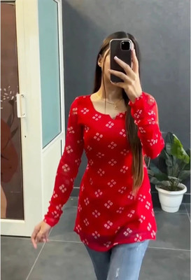 CLOTHI FAB Women Printed Straight Kurta(Pink)