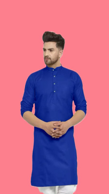 The Fashion Outlets Men Solid A-line Kurta(Dark Blue)