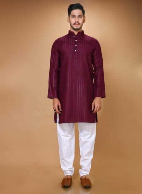 Shesho Fashion Men Solid Ethnic Dress Kurta(Maroon)