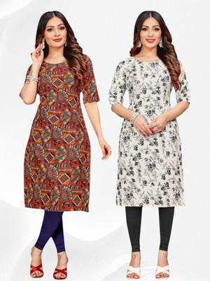 Nitya Trendz Women Printed Straight Kurta(Multicolor)