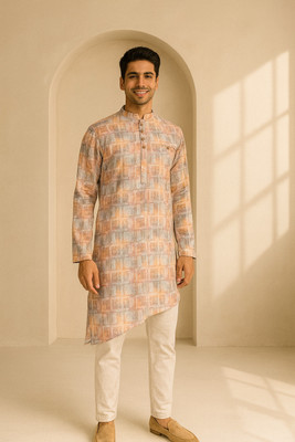 JUGG JUGG JEEYO Men Self Design Straight Kurta(Multicolor)