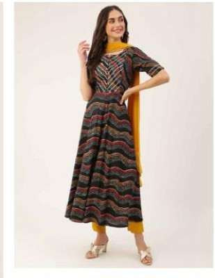 The Fashion Fab Women Printed Anarkali Kurta(Black)