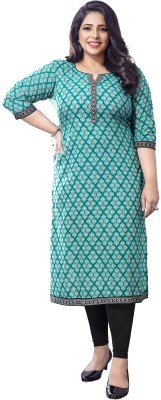 Jevi Prints Women Printed Straight Kurta(Green)