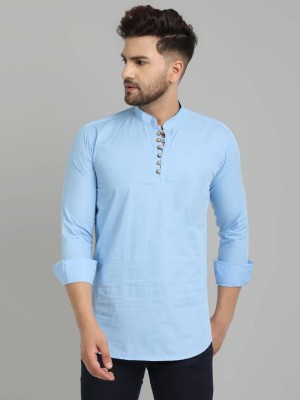 Tap in Men Solid Straight Kurta(Light Blue)