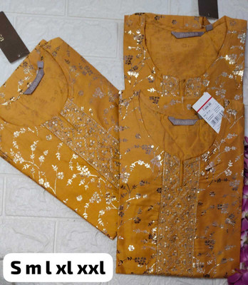 SM PRODUCTS Women Geometric Print A-line Kurta(Yellow)