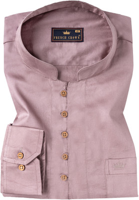 french crown Men Solid Straight Kurta(Pink)