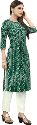 HouseOfCommon Women Self Design Straight Kurta(Green)