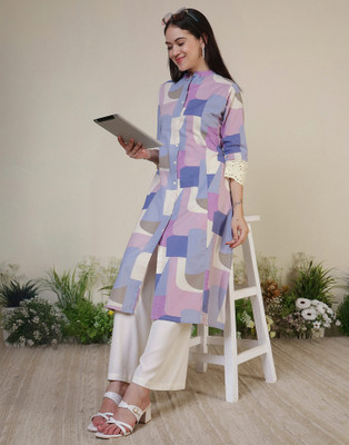 Uparna Women Printed A-line Kurta(Multicolor)