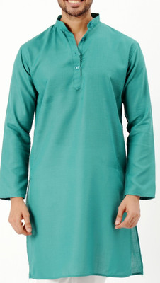 JODIDAR Men Solid Straight Kurta(Green)