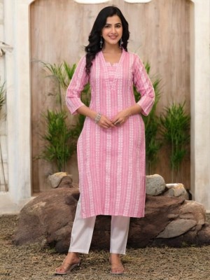 VIVIDH CREATIONS Women Embroidered Anarkali Kurta(Pink)