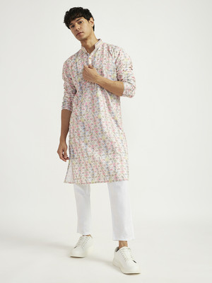 VASTRAMAY Men Embroidered Straight Kurta(White)