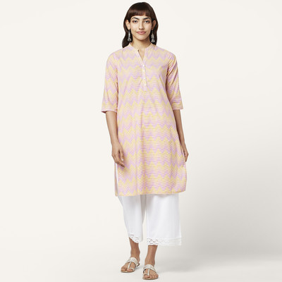 Rangmanch by Pantaloons Women Printed Straight Kurta(Pink)