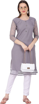 Good Straders Women Solid A-line Kurta(Grey)