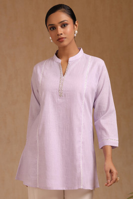 soch Women Solid A-line Kurta(Purple)
