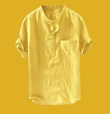 SuperTrend Men Printed Straight Kurta(Yellow)